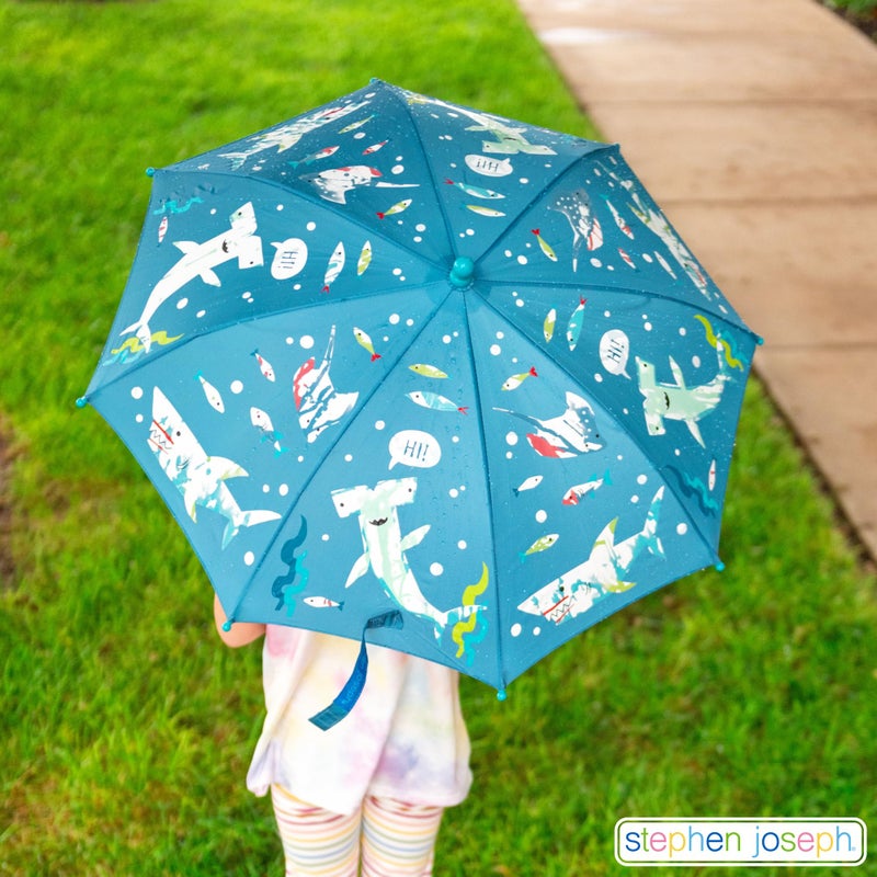 Stephen Joseph Kids' Color Changing Wet Dry Umbrella, Water reacting, Pinch Free Umbrellas for Rain Children's Umbrella, ZOO, 23"X28 - Image 4